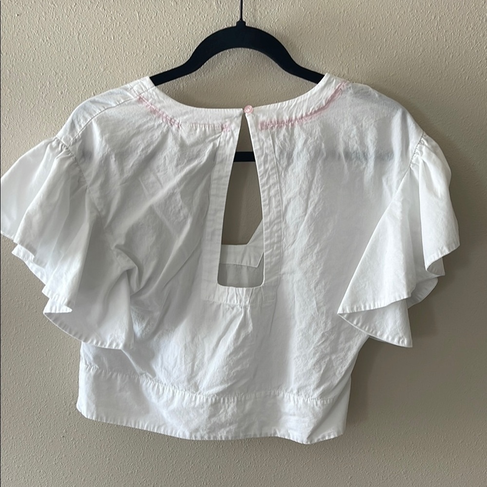 White Ruffle Sleeve Top - Picture 3 of 3